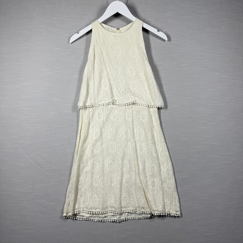 Abercrombie & Fitch Dress Womens Ivory Small Layered Lace Boho Flowy Peasant